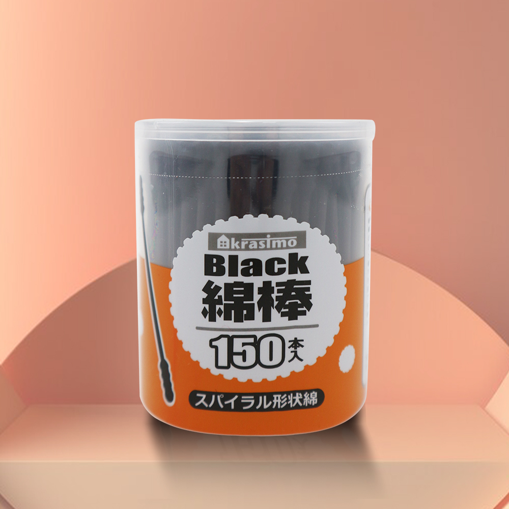一品川流 日本進口 黑色螺旋棉花棒150入x12罐