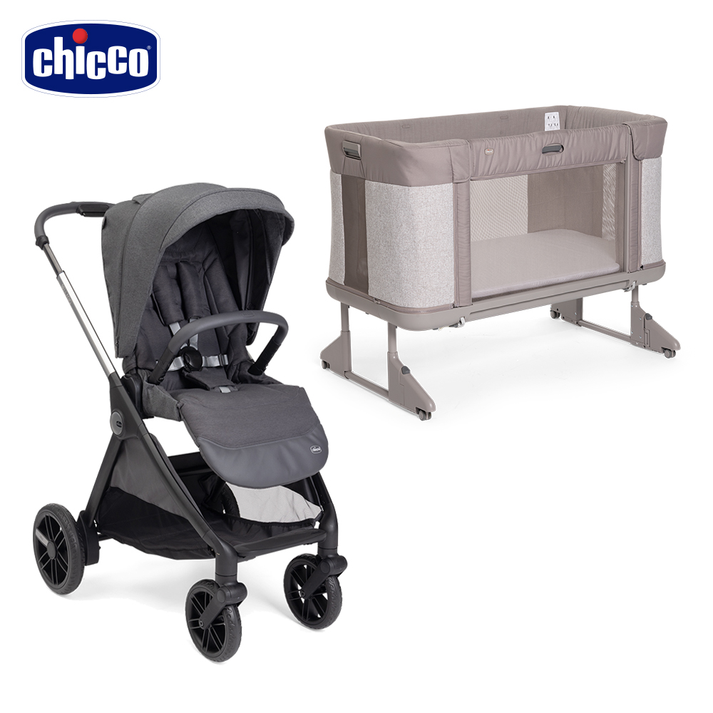 chicco Next2Me Forever多功能成長安撫嬰兒床邊床+Bellagio雙向瞬收嬰兒推車-多色