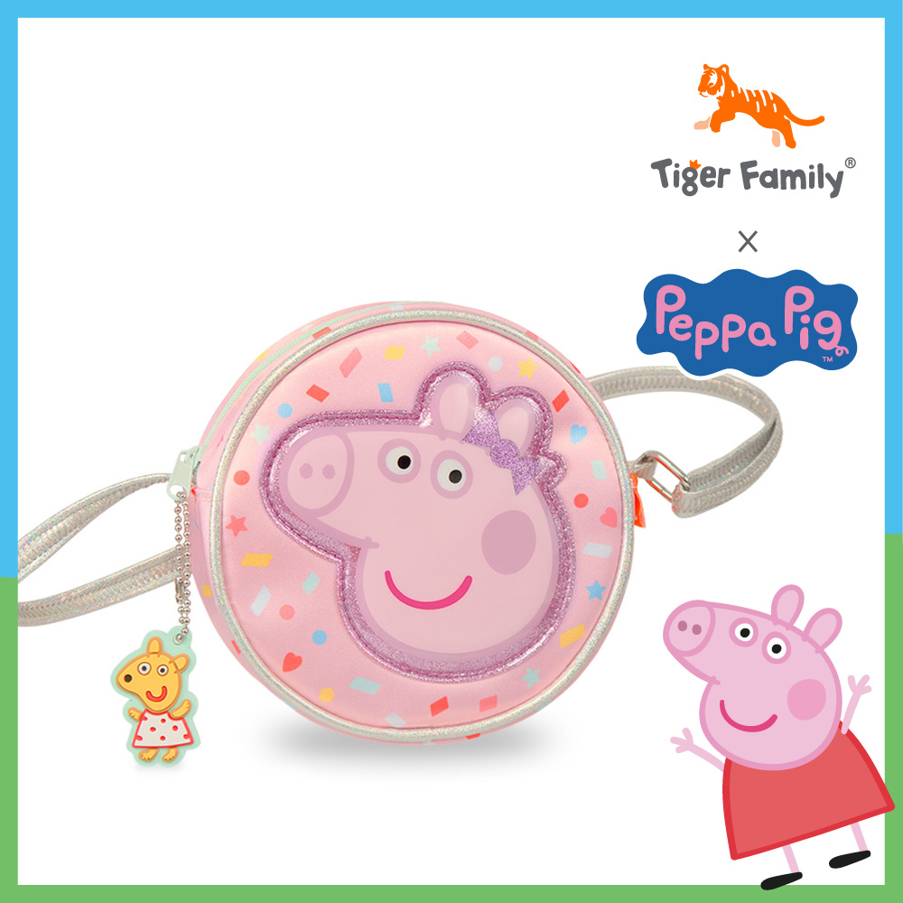 Tiger Family 可愛圓形斜背包-佩佩豬 粉紅豬小妹聯名款