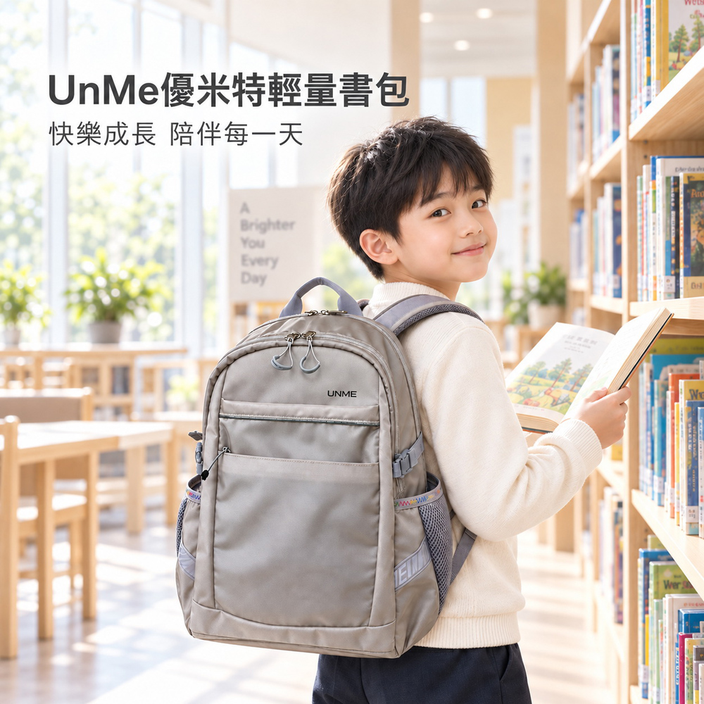 UnMe MAX極簡輕量背包 休閒背包UN2012系列 人體工學 學生書包 麥米色 臺灣製造