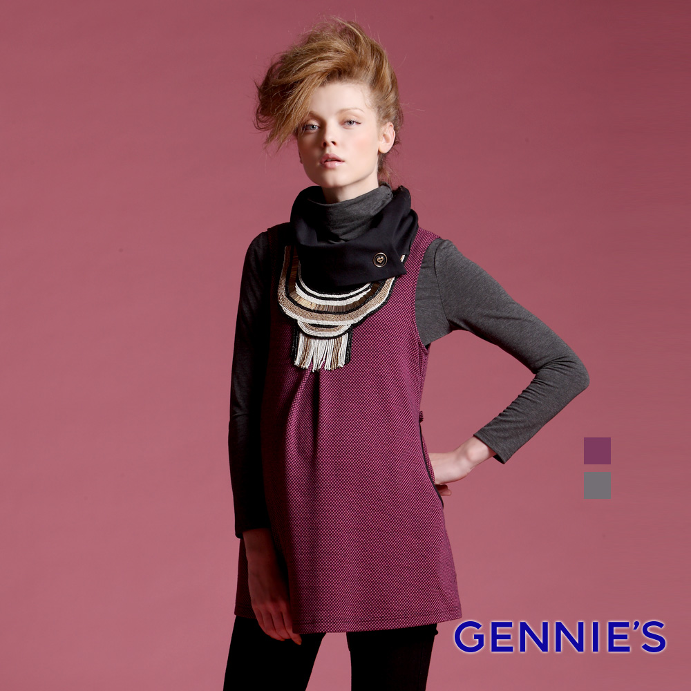 Gennies 奇妮 010系列-氣質娃娃背心上衣(黑/紫)