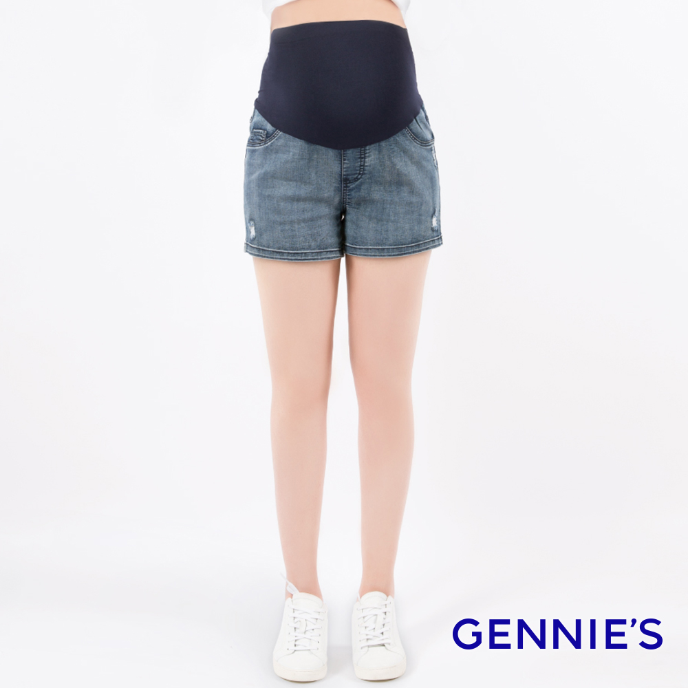 Gennies 奇妮 刷破造型彈力牛仔短褲