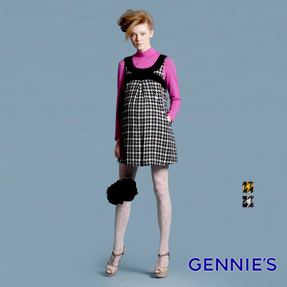 Gennies 奇妮 010系列-千鳥格雙拼色背心洋裝