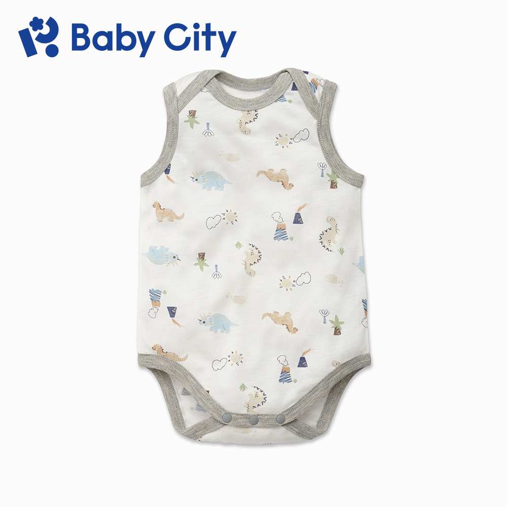 BabyCity 娃娃城 天絲無袖活肩連身衣/恐龍大冒險|萊賽爾 新生兒 包屁衣 寶寶衣 內著