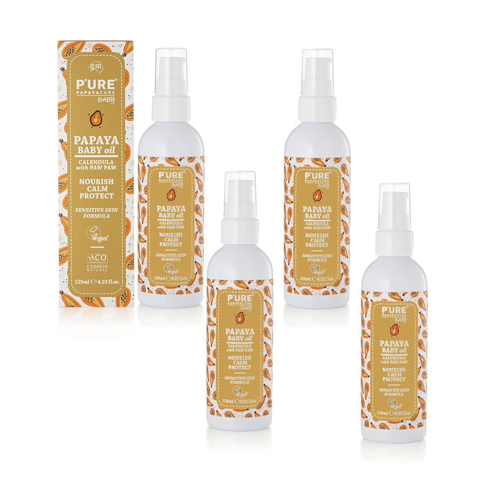 澳洲Pure Papayacare 木瓜嬰兒油含金盞花(買二送二 125ml/瓶) 即期品-2027年1月到期