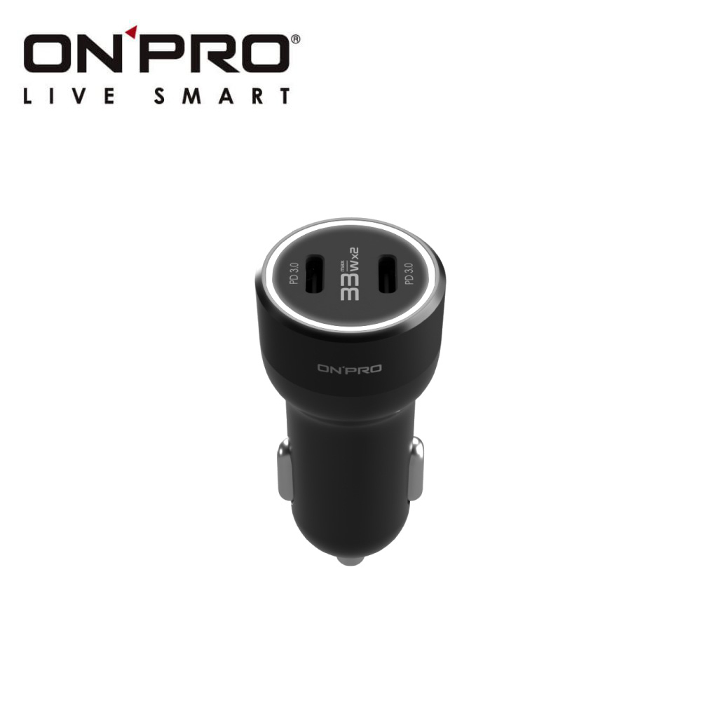 雙USB-C 快充 3.0 66W 急速車用充電器(黑) GT-P66CC