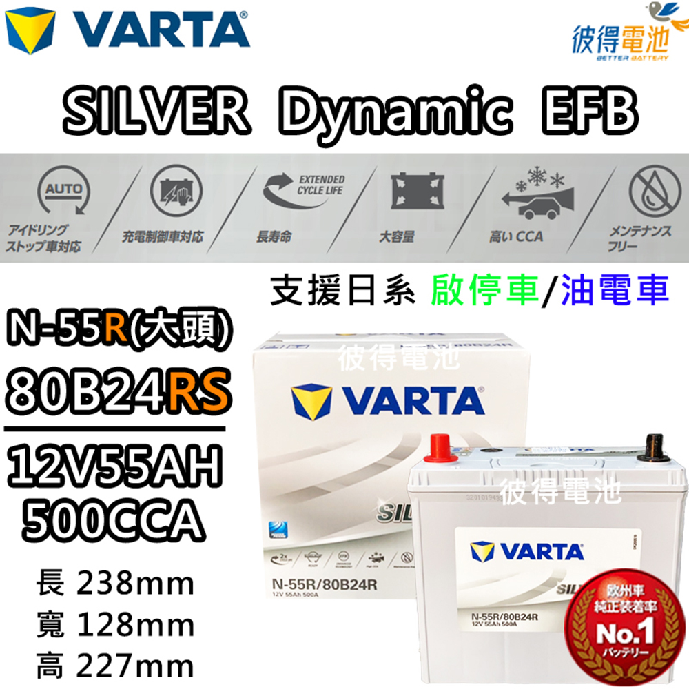 VARTA 華達 N-55 80B24RS EFB 啟停車 油電車電瓶