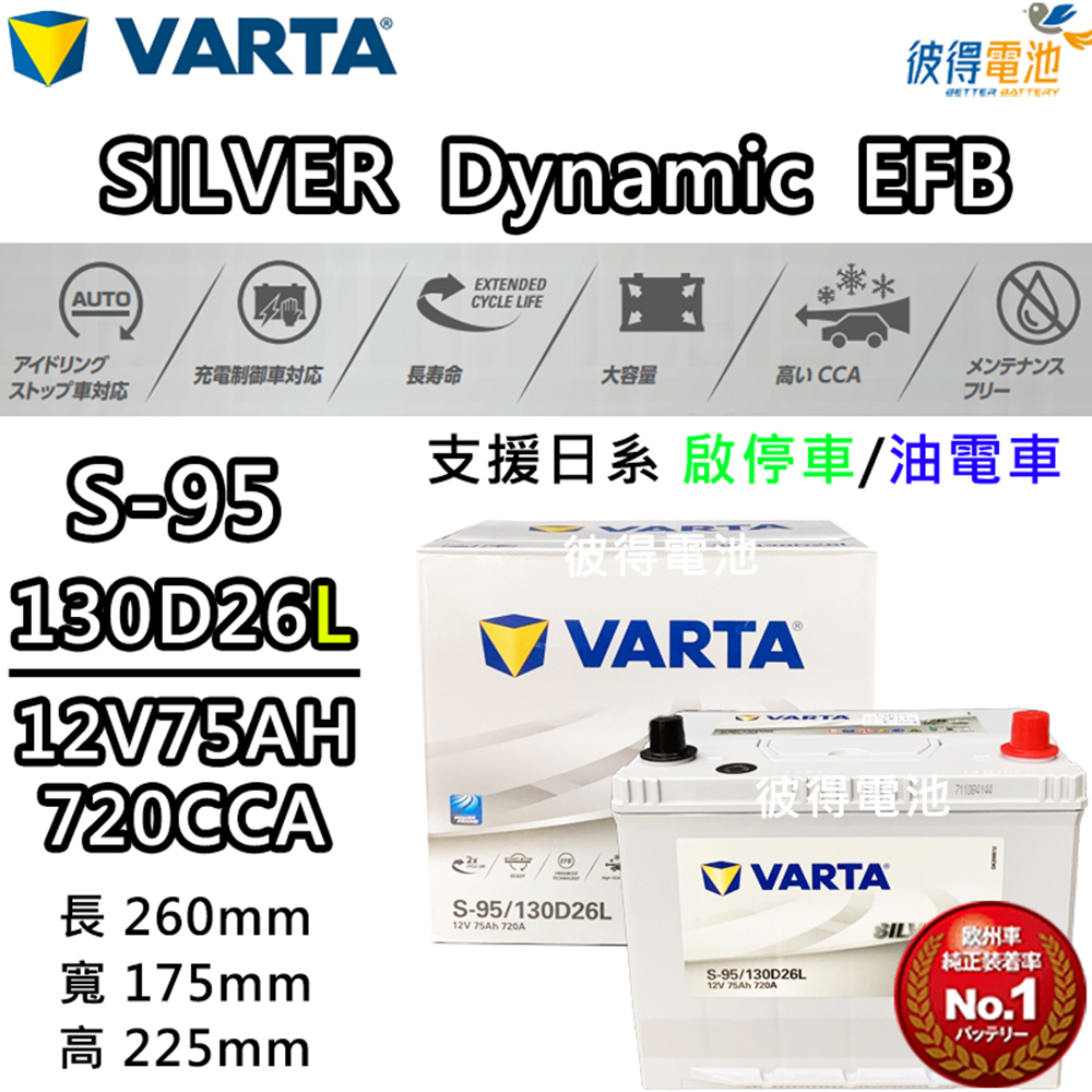 VARTA 華達 S-95 130D26L EFB 啟停車 油電車電瓶
