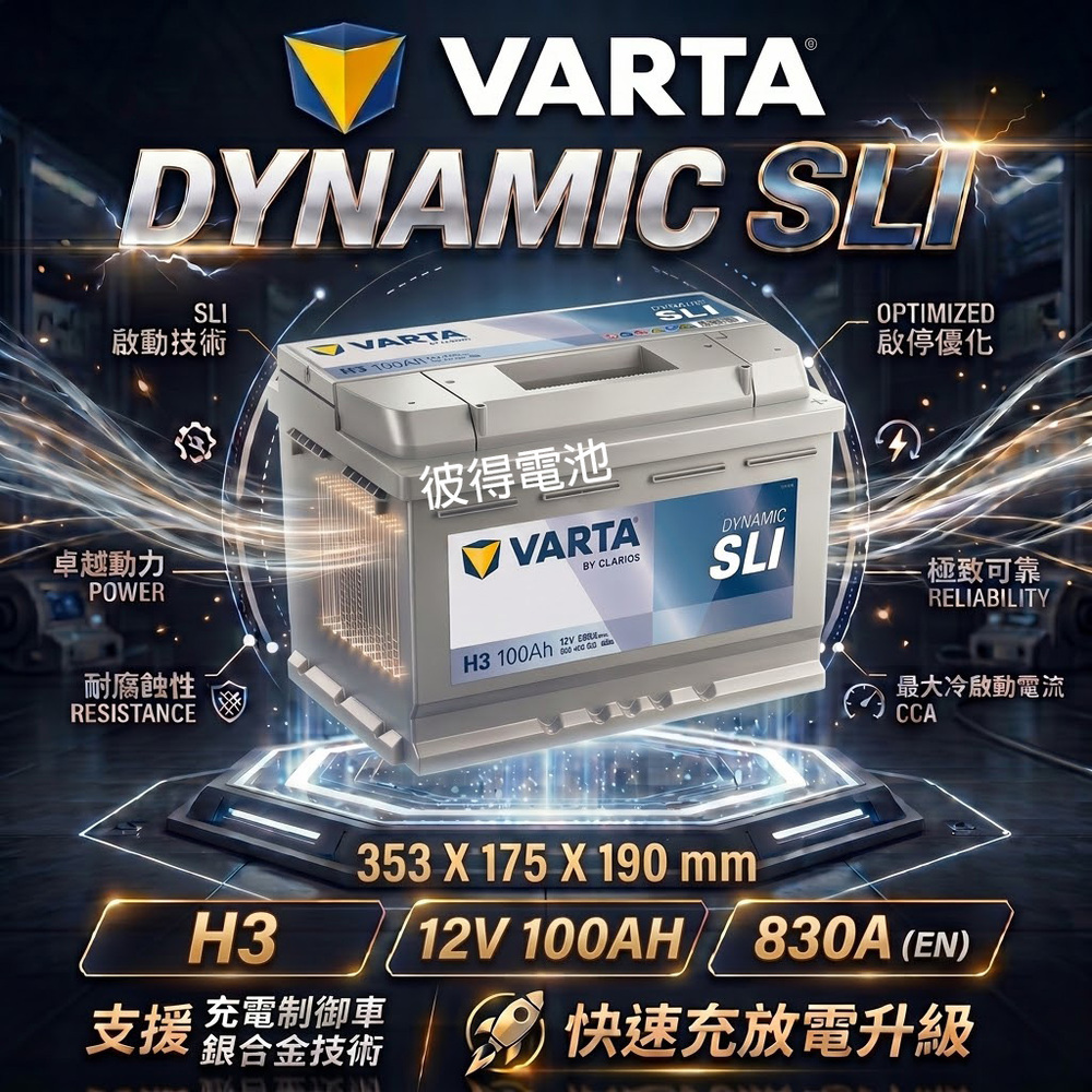 VARTA 華達 H3 100AH 銀色動力 汽車電瓶 LN5 60044(德國進口歐洲製造)
