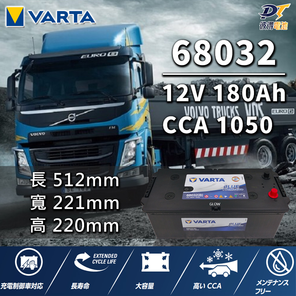 VARTA 華達 68032 容量180AH 歐規電池 免加水 銀合金電瓶