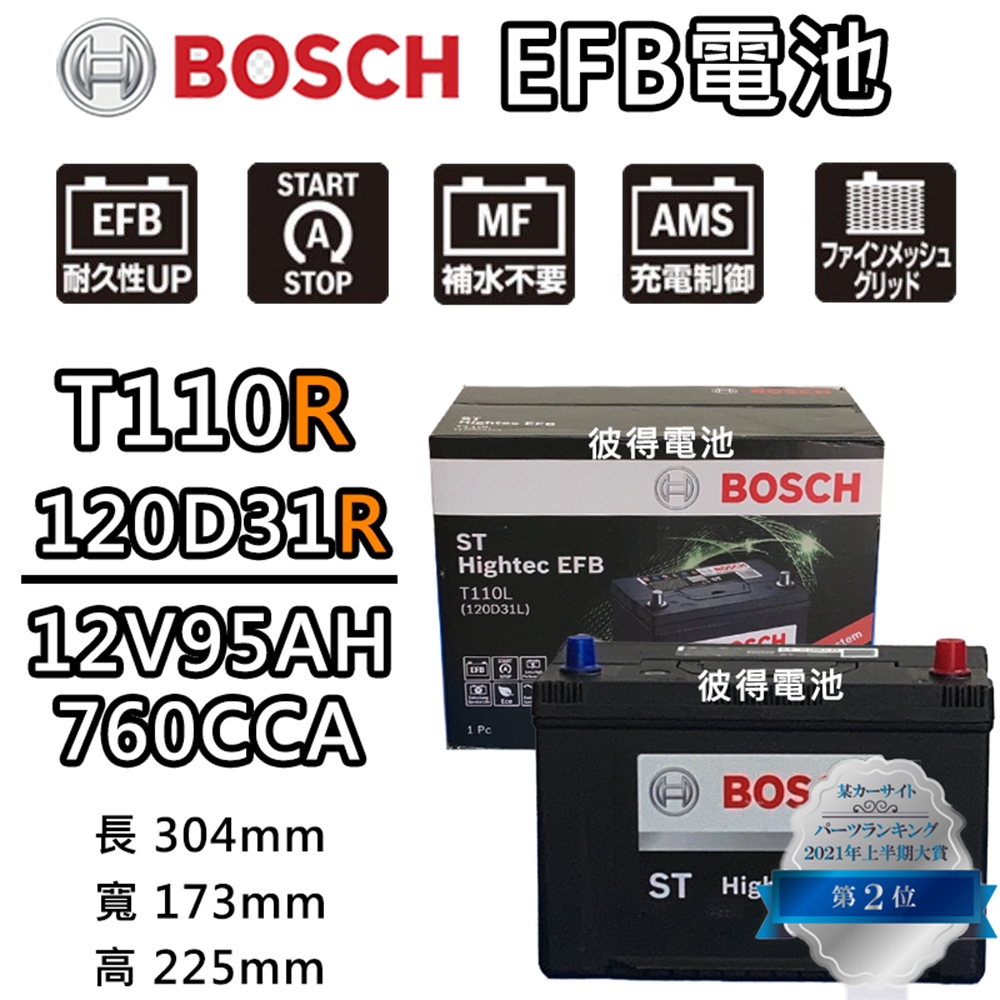 BOSCH 博世 T110R 120D31R EFB汽車電瓶 怠速熄火 油電車電池