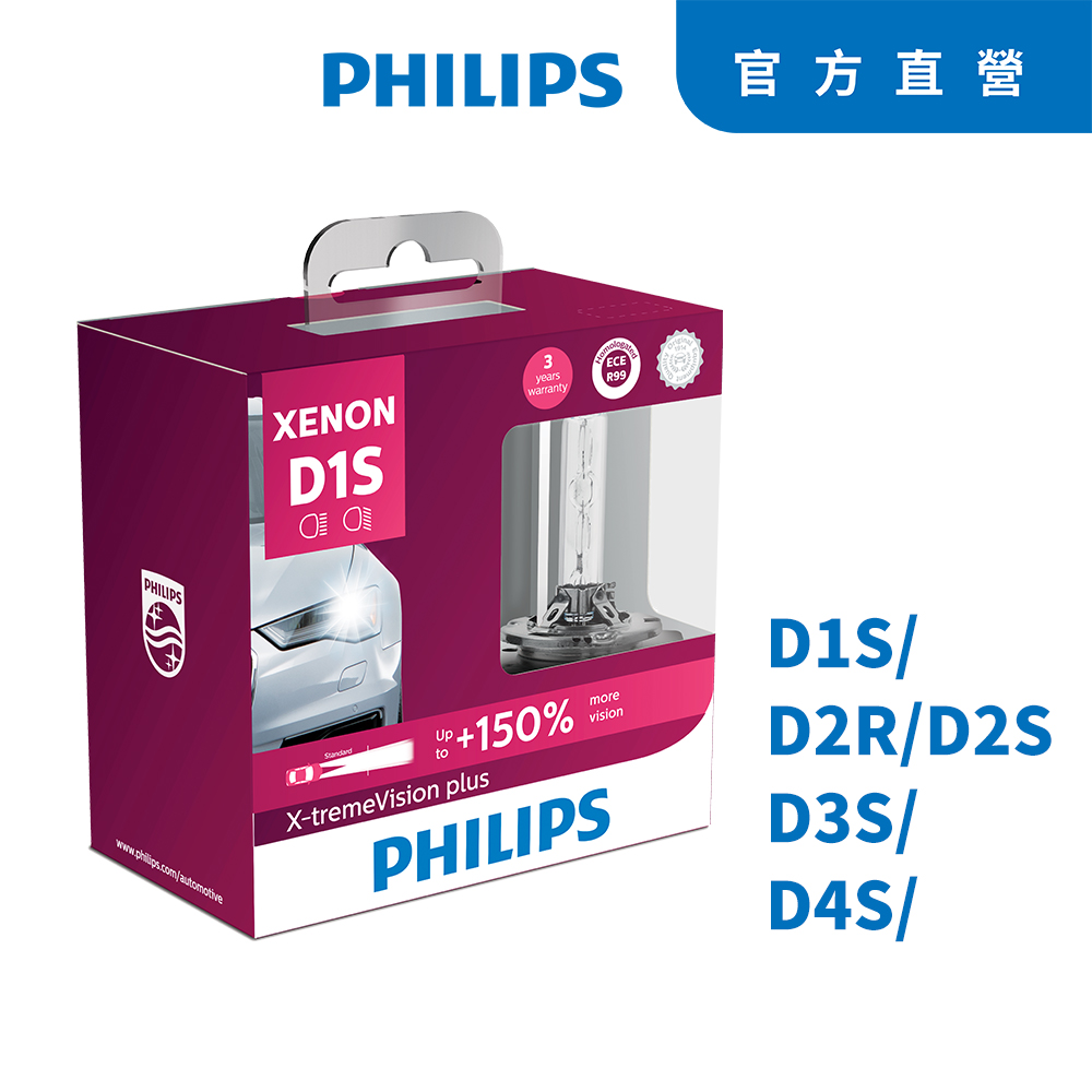 PHILIPS 飛利浦HID 4800K 氙氣車燈-增亮150%(D1S兩入裝)公司貨  