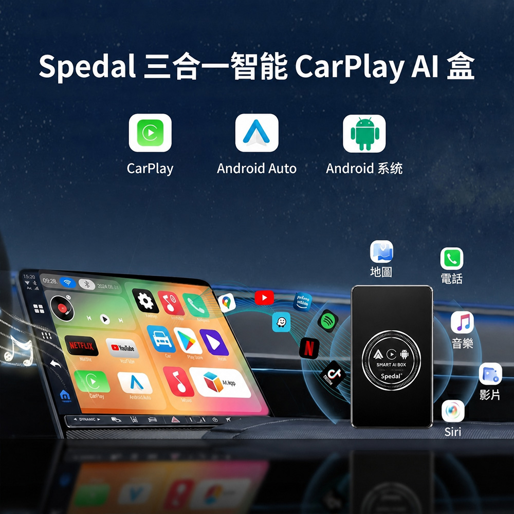 Spedal 勢必得 AL350 無線 CarPlay AI Box 轉接盒