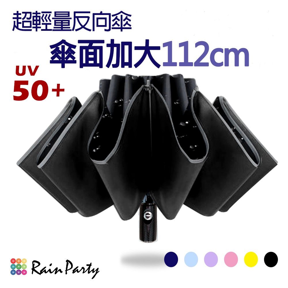 自動反向傘_加大版 電光黑膠降溫反向自動傘(多色任選/反向傘/抗UV/防曬/遮陽傘/自動雨傘/摺疊傘降溫)