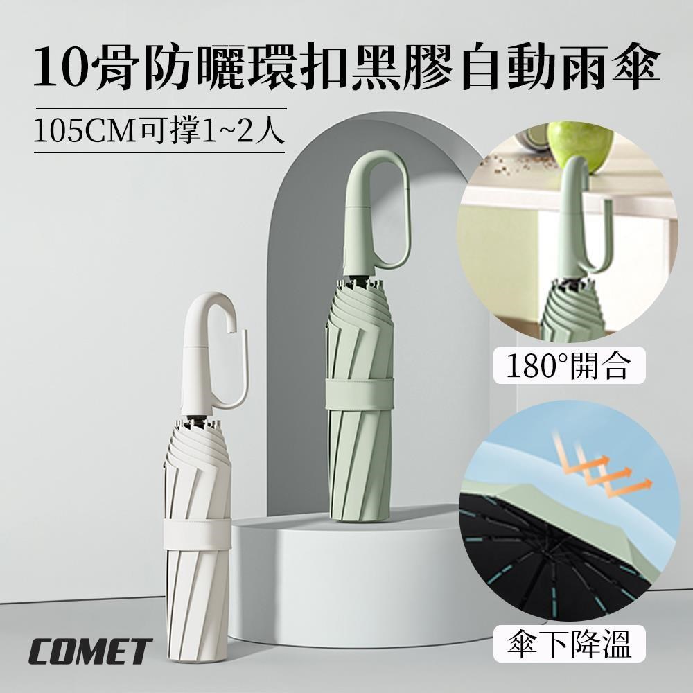Comet 10骨防曬環扣黑膠自動雨傘(T-250)