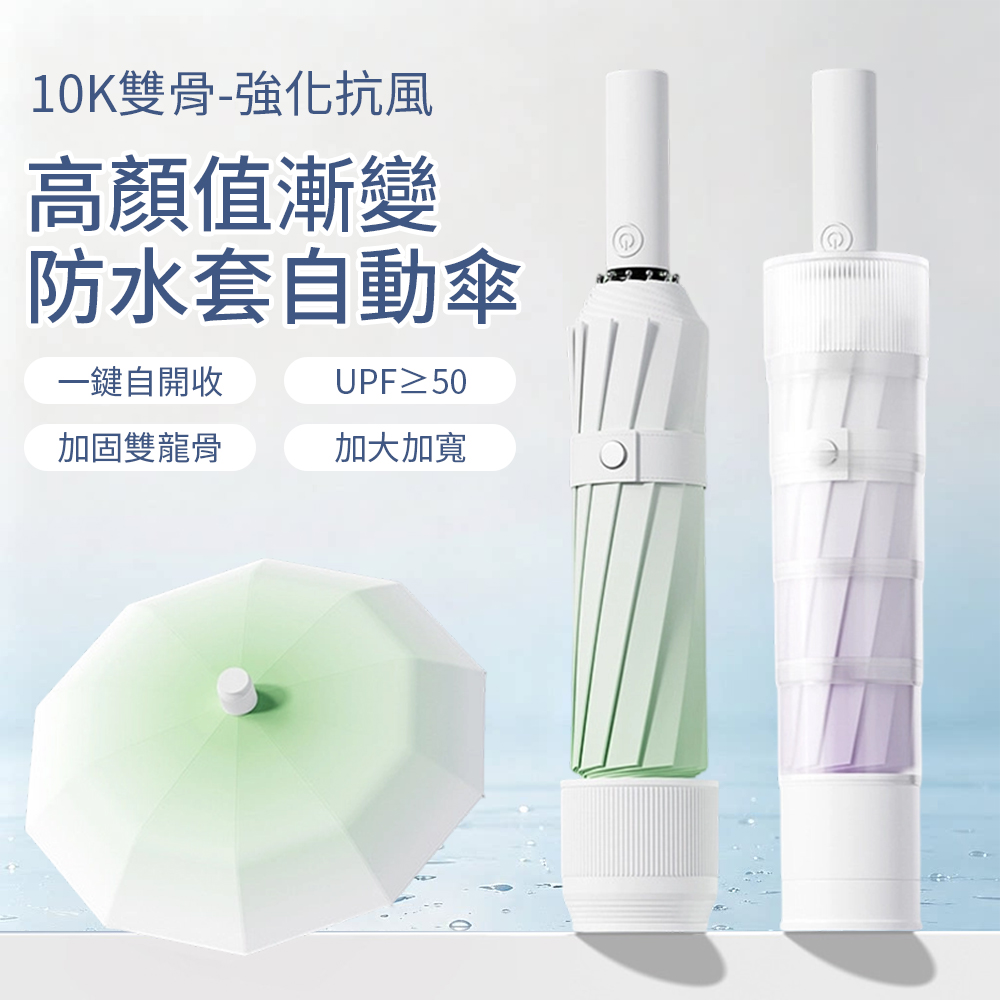 Cheley 防水套自動雨傘  一鍵開收 (防風抗雨 摺疊傘 輕便傘 自動傘 雨具 晴雨傘 防曬傘)