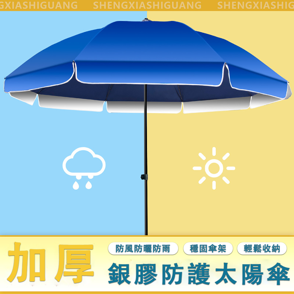 【銳達】台灣現貨 藍色戶外遮陽傘 免安裝擺攤大傘 牛津布遮陽傘 市集攤位庭院大型陽傘可搭配注水底座
