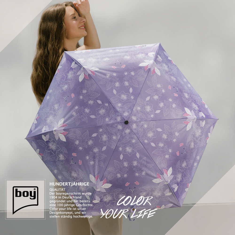 boy umbrella 【德國boy】全遮光防曬迷你傘(煥彩蒔花-紫)