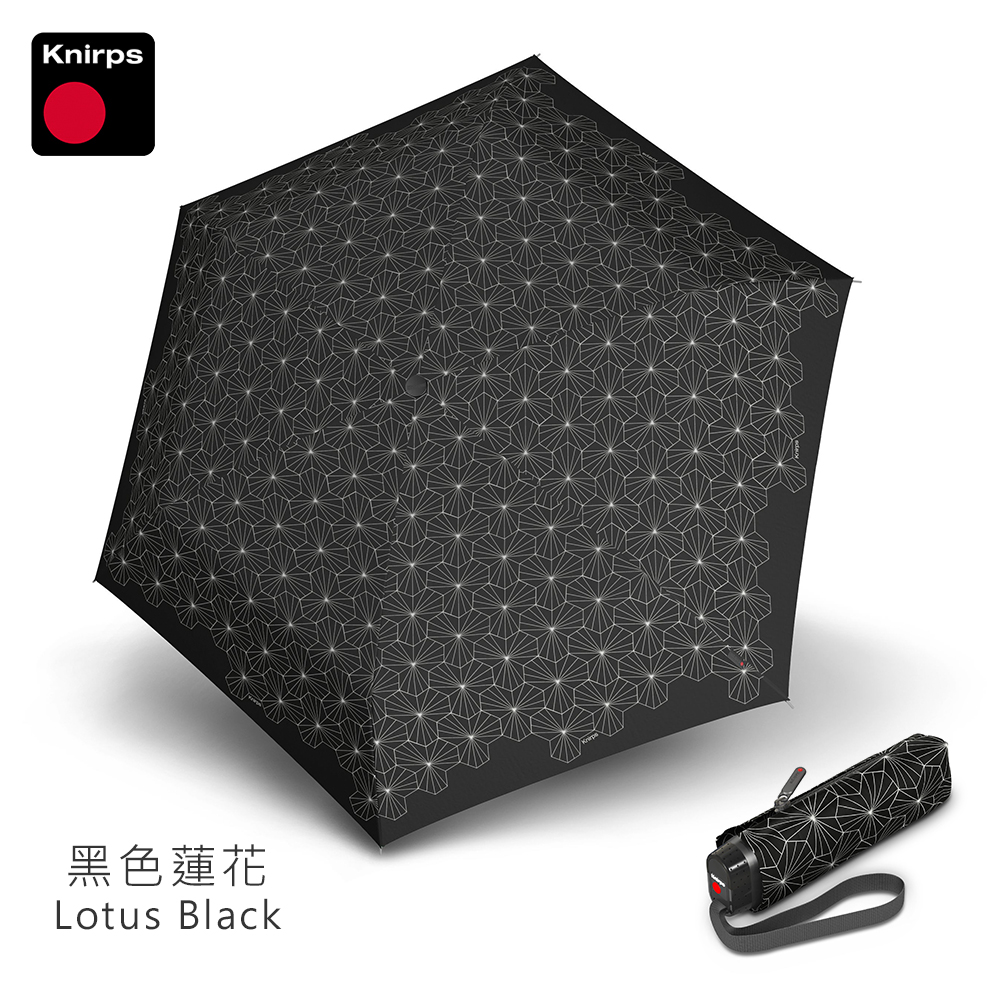 Knirps 德國紅點傘 手動傘-超薄輕巧五折傘(TS.010-黑色蓮花/威品嚴選)
