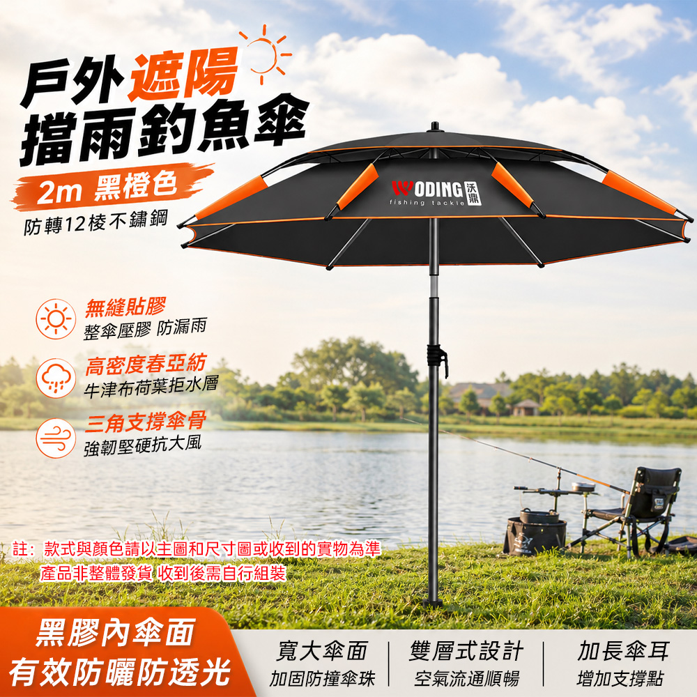 【伊達】台灣現貨 貼膠防雨釣傘 高密春亞紡透氣釣傘 雙層透氣帶傘耳釣魚傘 露營垂釣兩用大遮陽傘