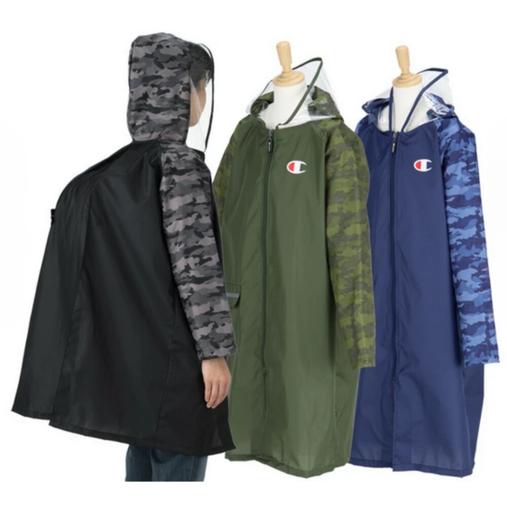 Champion Champion 透明視窗 伸縮空間 小學/國中/女生迷彩雨衣(140-160cm) 男女適用