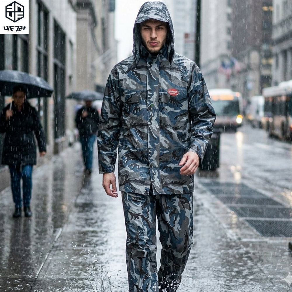 UF72 UF-UP4唯一防超大暴雨專業雨棚帆布針織兩件式男重裝雨衣/FREE(XL)2023年有口袋超厚版