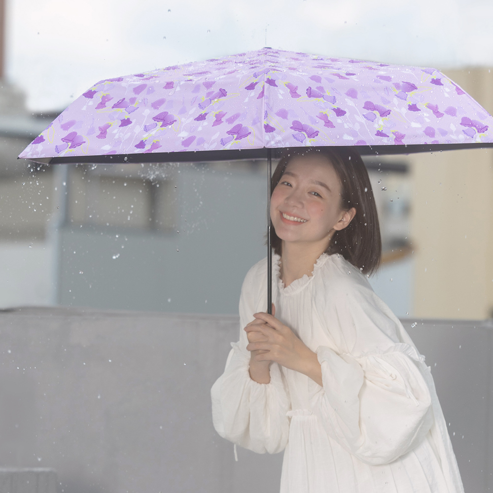 rento 碳纖輕量黑膠晴雨傘-風鈴草