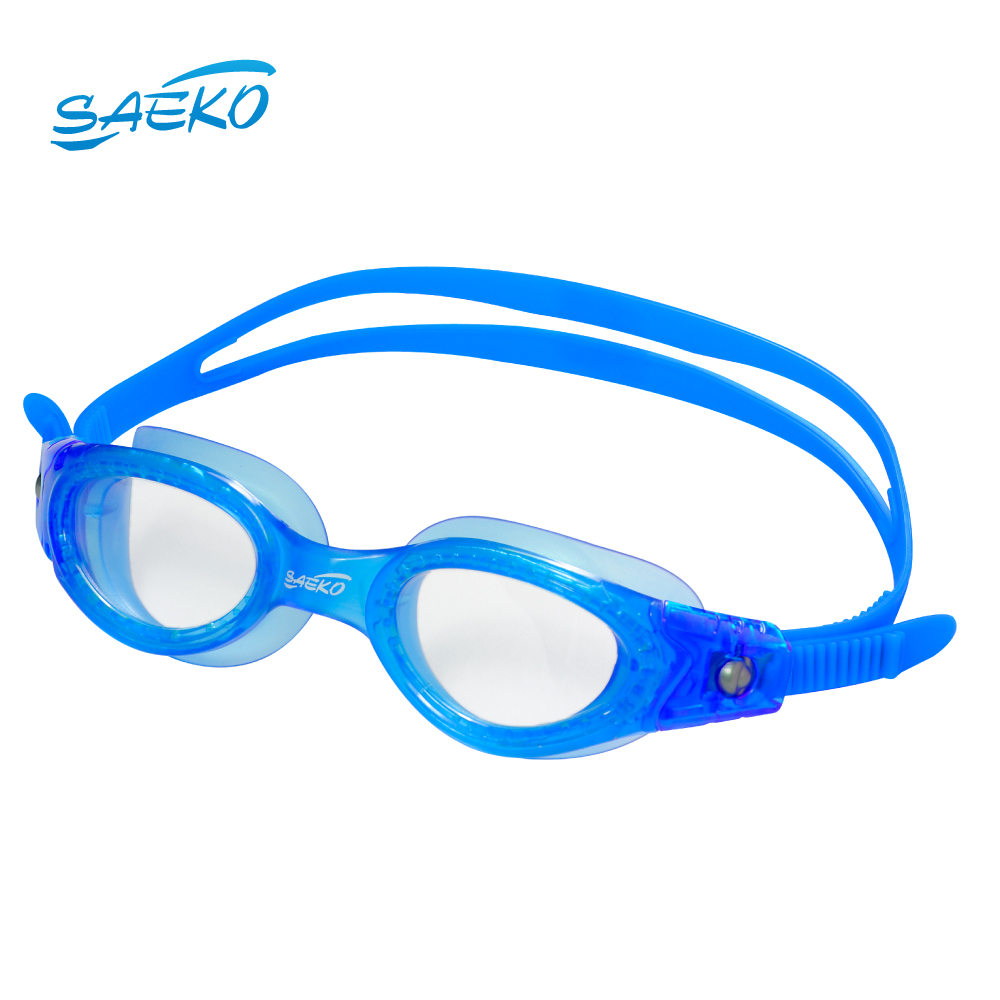 【SAEKO】曲面180度全景大廣角 兒童泳鏡 3D服貼眼罩 6-12歲適用 (藍)S52_BL