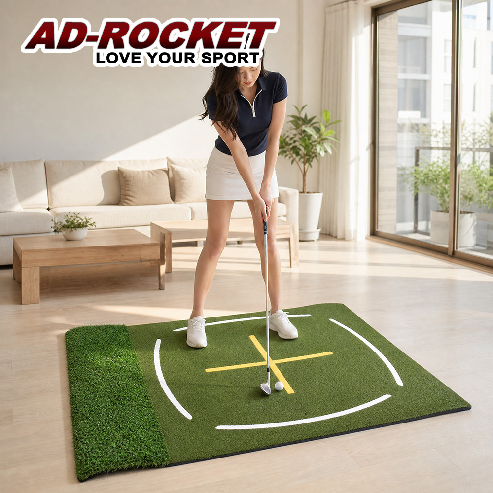 AD-ROCKET 大尺寸十字架長短草打擊練習毯 練習墊 打擊草皮練習器 高爾夫練習器