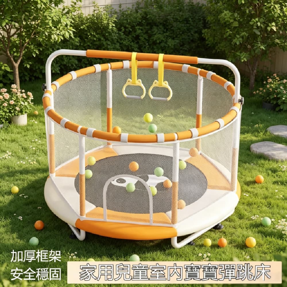 FANGGE 方格 彈跳床 蹦蹦床 1.2米體感蹦床 室內跳跳床 小孩蹭蹭床 家用護網彈跳床 全環繞蹦床 升降扶手