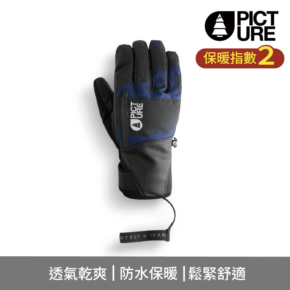 PICTURE 男防水滑雪手套 Madson Gloves/深藍-黑/Retro Fusion Print/收納層/GT0177 /M-XL