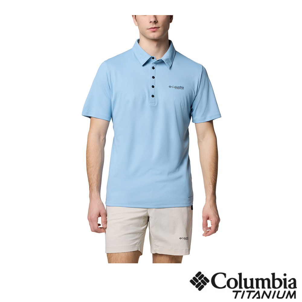 Columbia 哥倫比亞 男款- 鈦 超防曬UPF50快排短袖POLO衫-海洋藍 UAE19720AB/JS