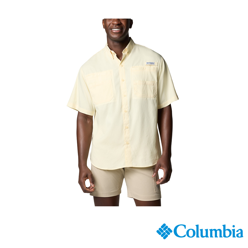 Columbia 哥倫比亞 男款- 防曬UPF40快排短袖襯衫-檸檬黃 UFM72660CT/JS