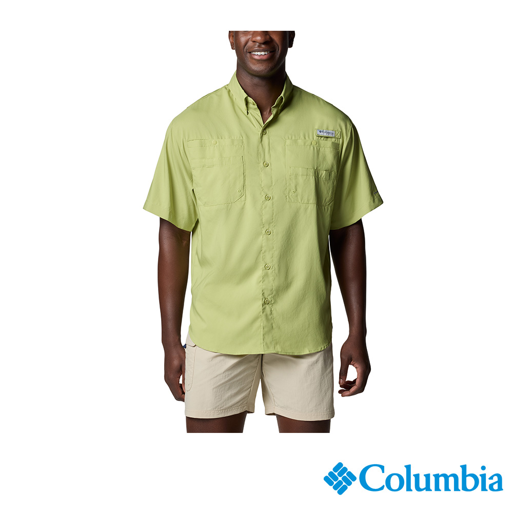 Columbia 哥倫比亞 男款- 防曬UPF40快排短袖襯衫-黃綠色 UFM72660YG/JS