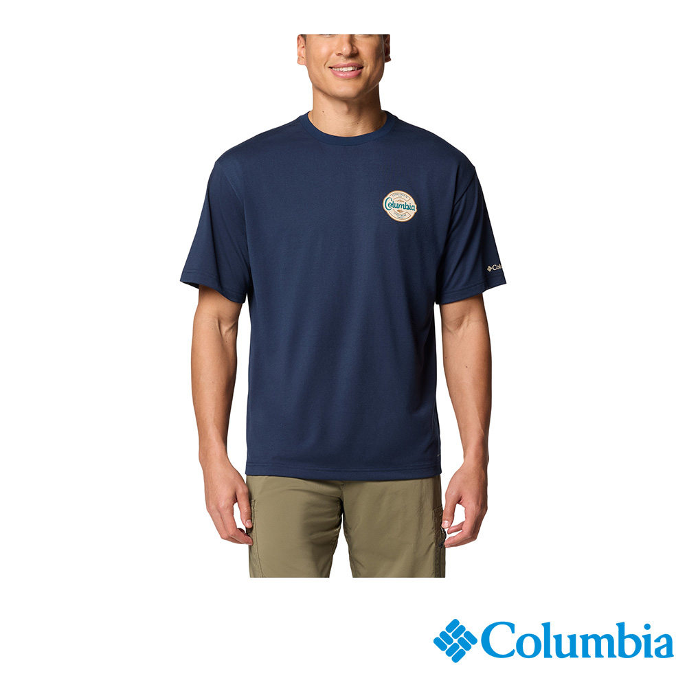 Columbia 哥倫比亞 男款- 防曬UPF40快排短袖上衣-深藍 UAM57590NY/JS