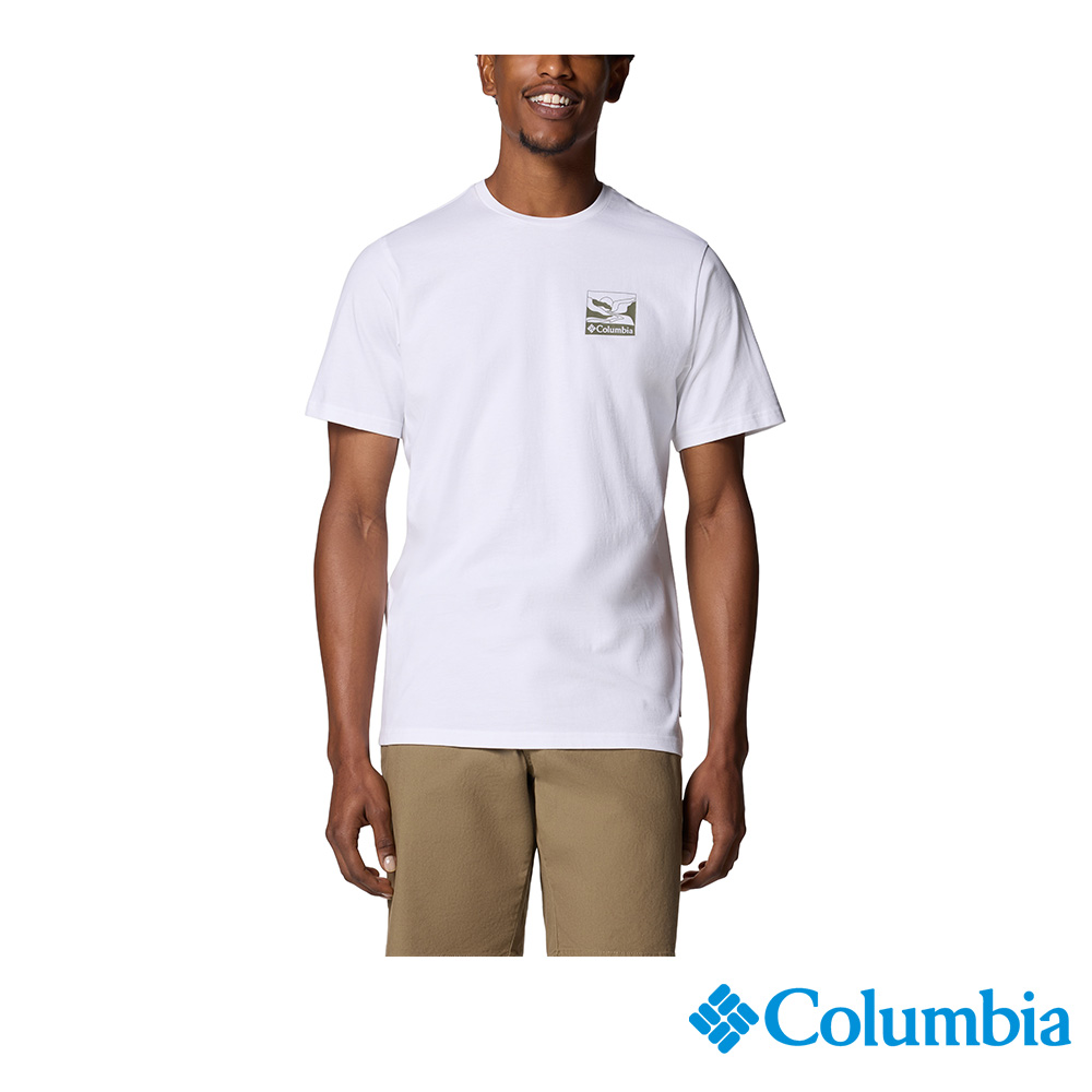 Columbia 哥倫比亞 男款-防曬UPF30短袖上衣-白色 UAE55920WT/JS