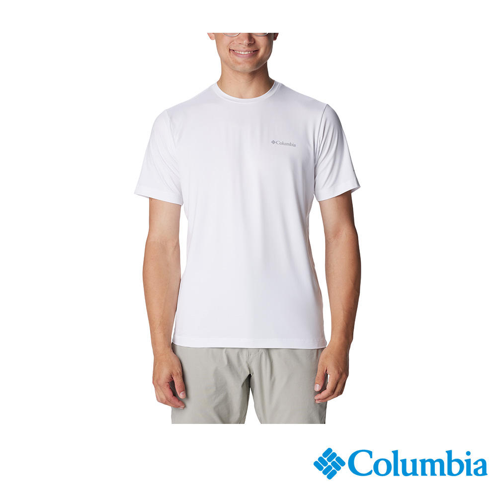 Columbia 哥倫比亞 男款- 防曬UPF50快排短袖上衣-白色 UAE55450WT/JS