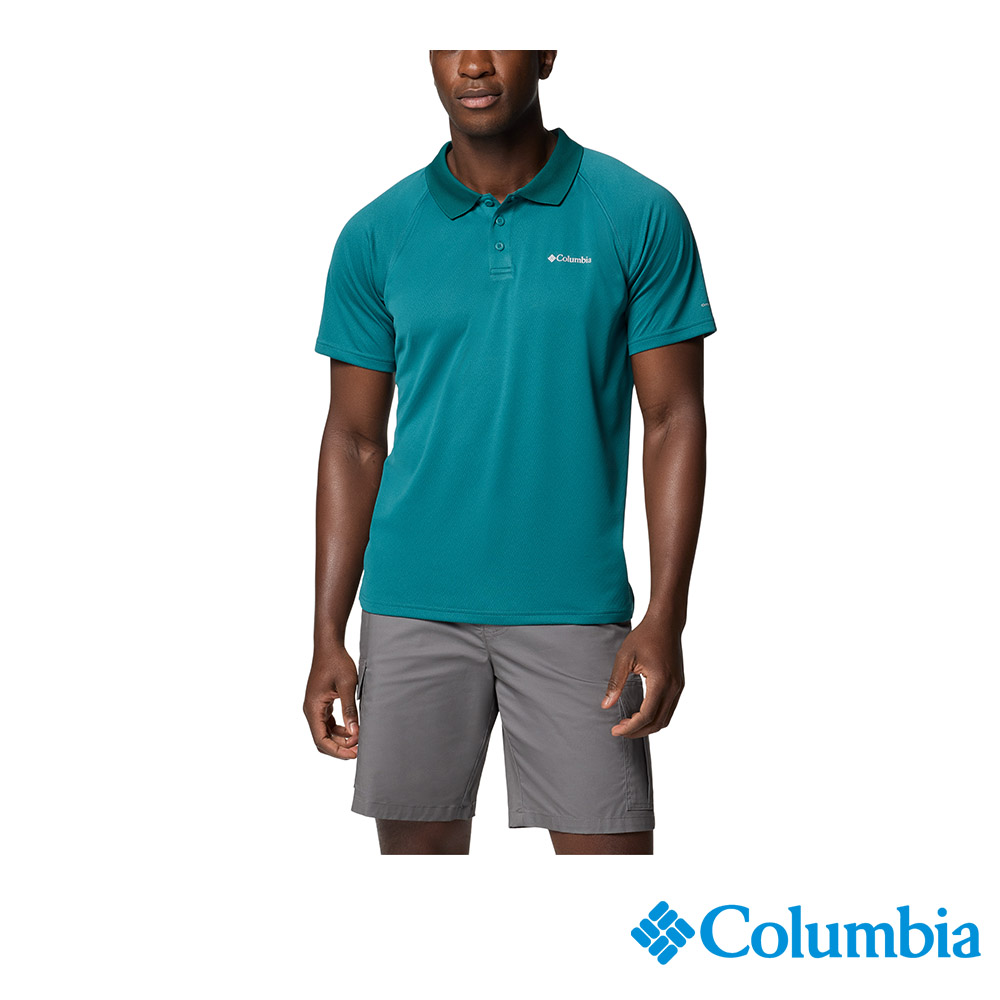 Columbia 哥倫比亞 男款- 防曬UPF50涼感快排短袖POLO衫-青藍色 UAE38280EB/JS
