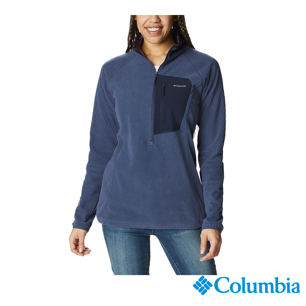 Columbia 哥倫比亞 女款 - W Outdoor Tracks 柔暖刷毛半開襟上衣-深藍 UAR58540NY-HF