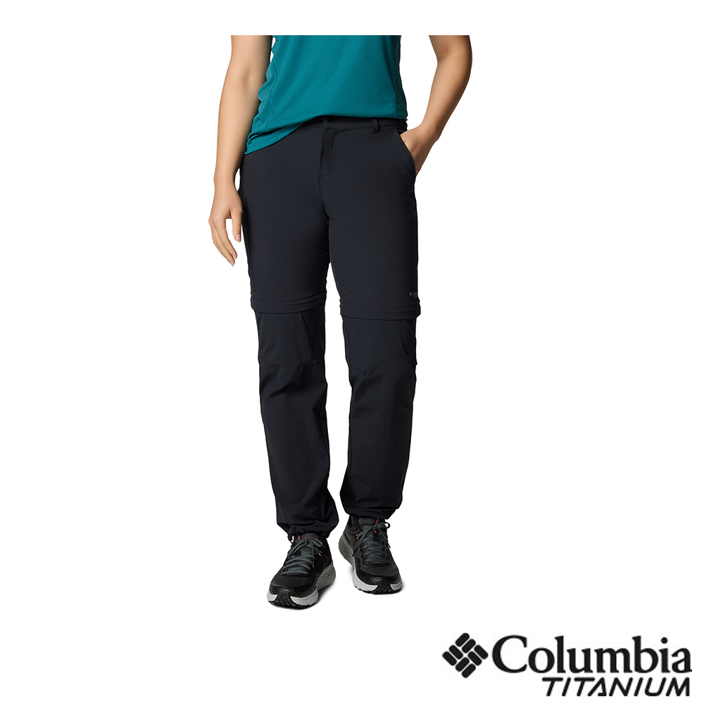 Columbia 哥倫比亞 女款-防潑水兩截式長褲-黑色 UAR87020BK/JS