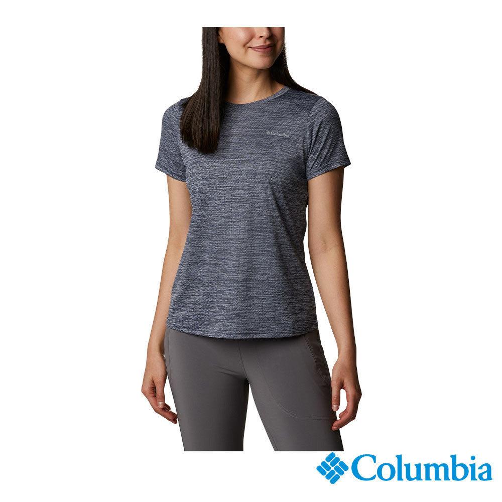Columbia 哥倫比亞 女款-涼感快排短袖上衣-深藍色 UAK35110NY (2024春夏)