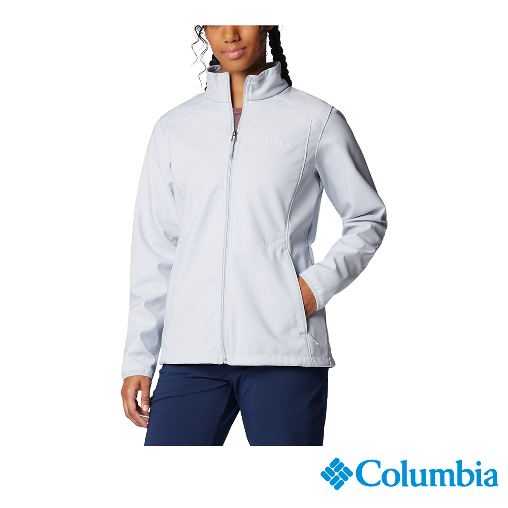 Columbia 哥倫比亞 女款 - 防潑立領軟殼外套-灰藍 UWR16840GL/IF