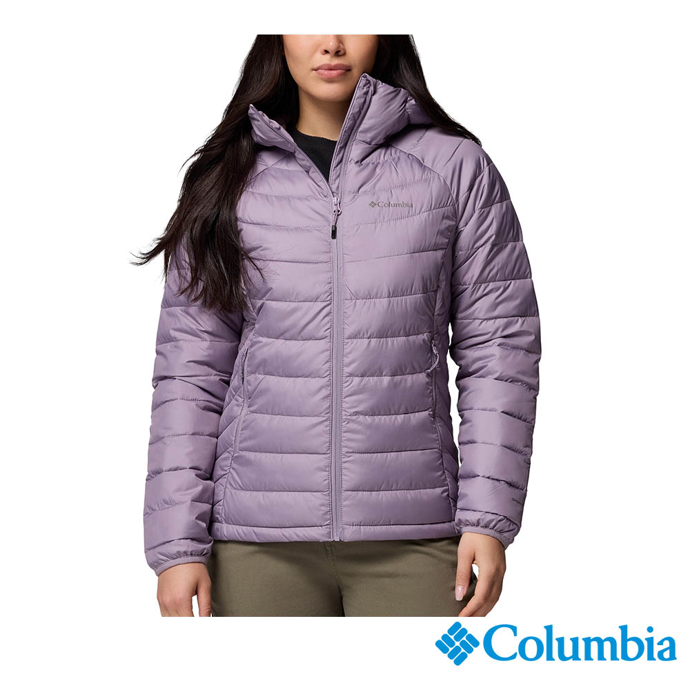 Columbia 哥倫比亞 女款 -保暖防潑填充連帽外套-紫灰色 UWR81230PG/JF
