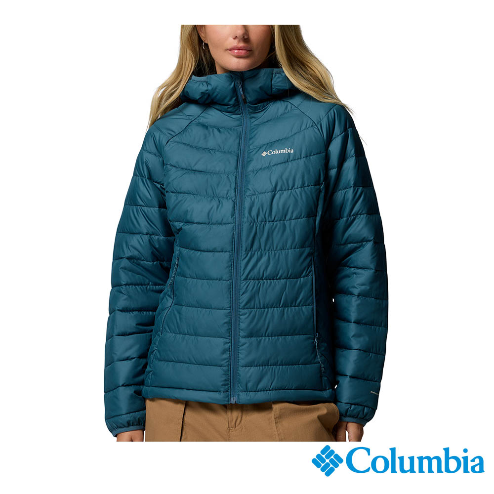 Columbia 哥倫比亞 女款 -保暖防潑填充連帽外套-孔雀綠 UWR81230TL/JF