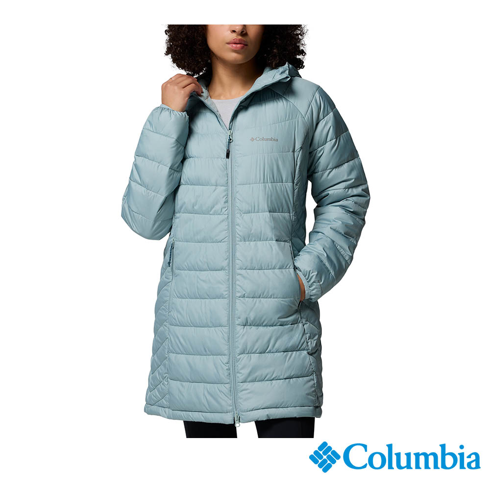 Columbia 哥倫比亞 女款 -保暖防潑填充長版連帽外套-薄暮藍 UWR95750DE/JF