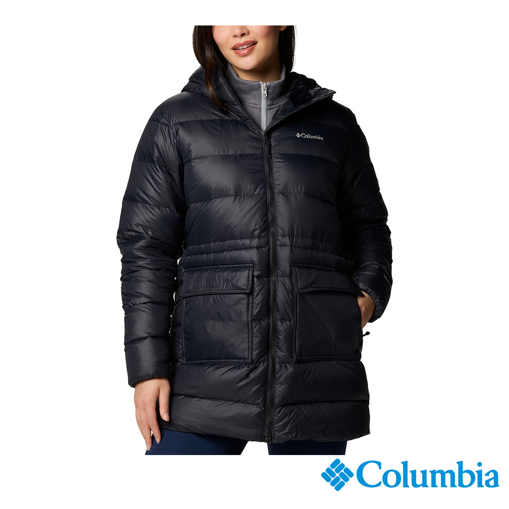 Columbia 哥倫比亞 女款-保暖防潑羽絨長版外套-黑色 UWR54790BK/JF