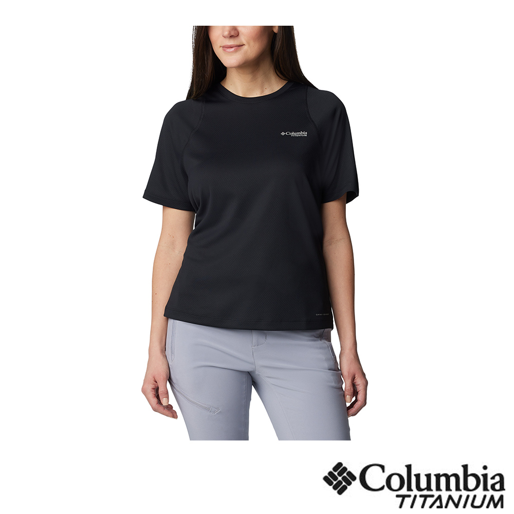 Columbia 哥倫比亞 女款- 鈦 超防曬UPF50快排短袖上衣-黑色 UAR55440BK/JS