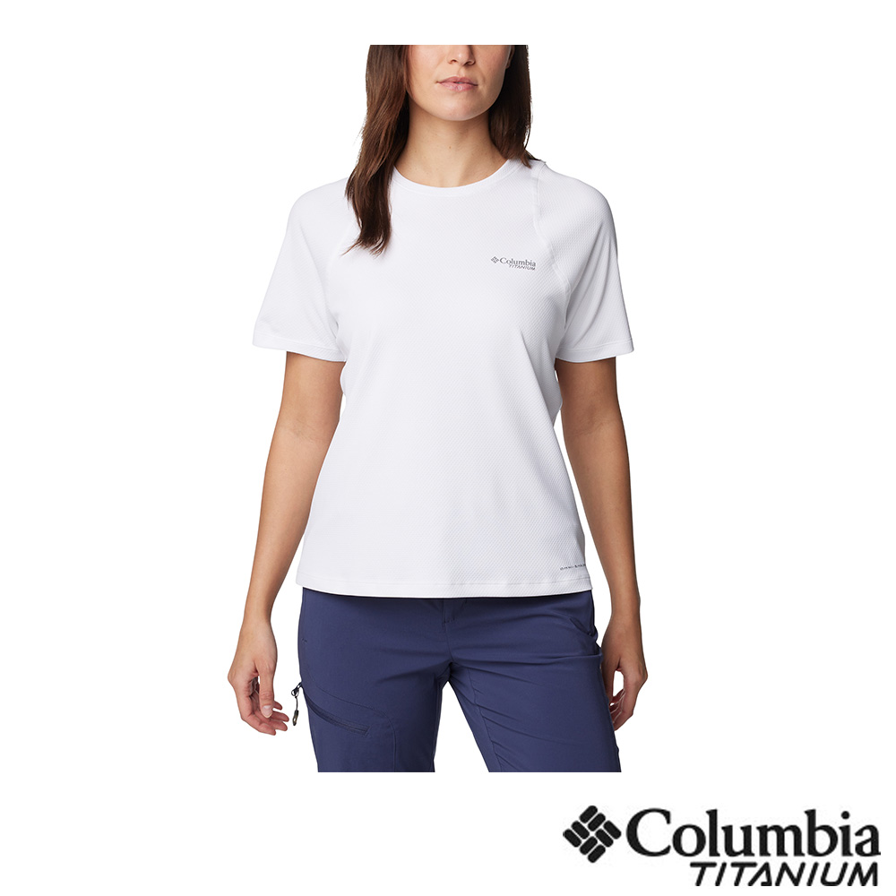 Columbia 哥倫比亞 女款- 鈦 超防曬UPF50快排短袖上衣-白色 UAR55440WT/JS
