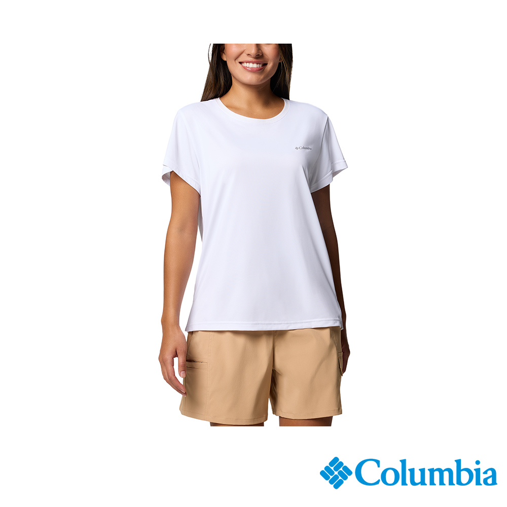 Columbia 哥倫比亞 女款- 快排短袖上衣-白色 UAR33490WT/JS
