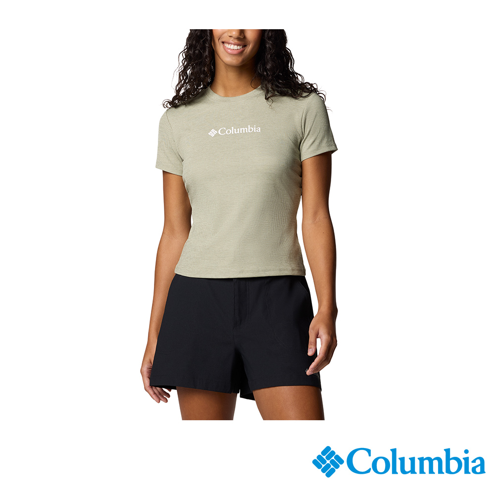 Columbia 哥倫比亞 女款- 快排短袖上衣-嫩綠色 UXK25840LM/JS